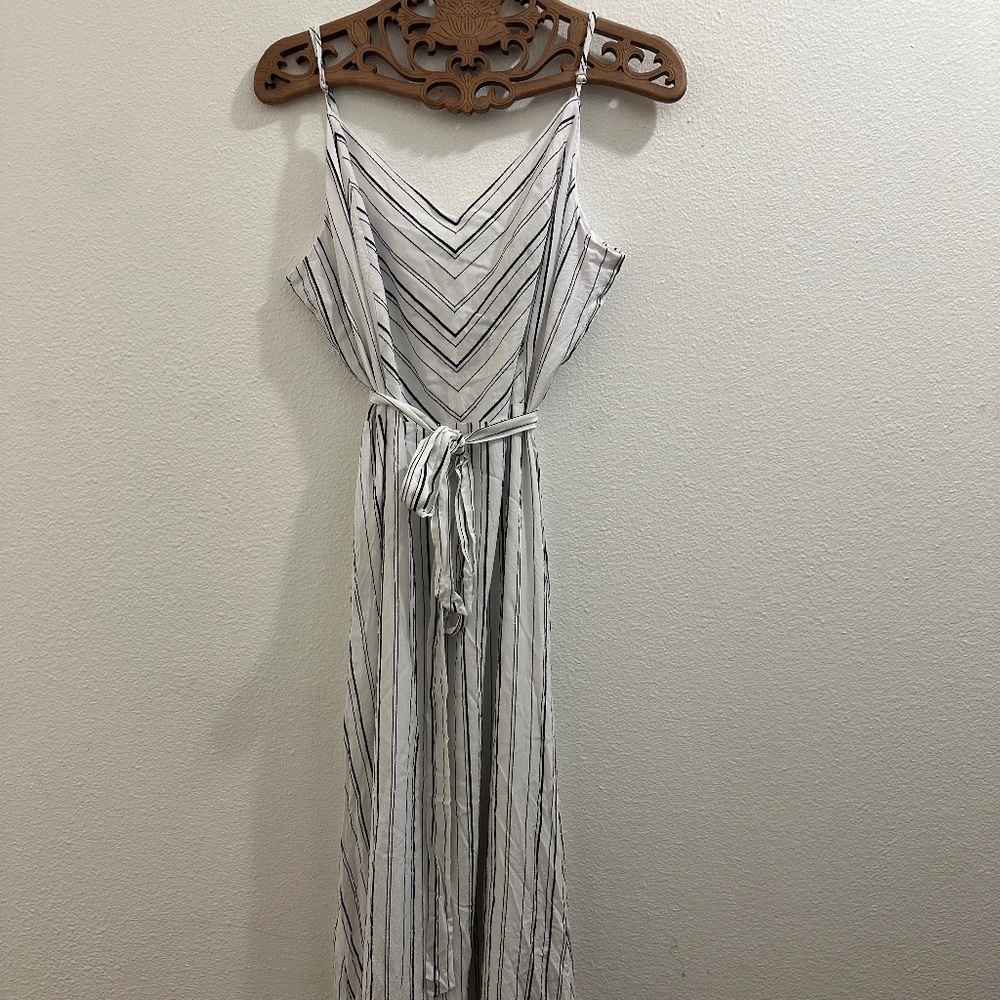 LOFT Black and White Striped Dress